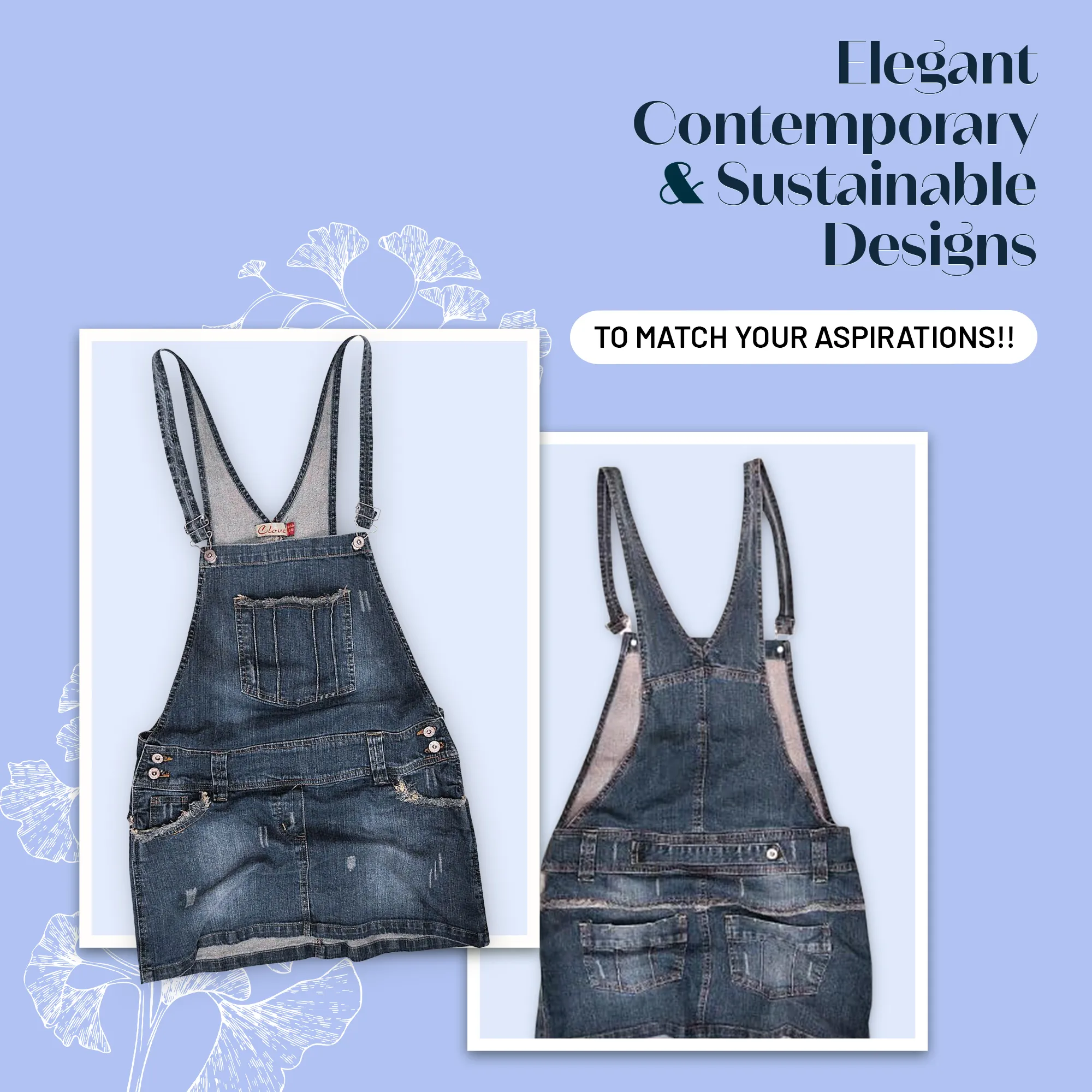 Clove Jeans Women Denim Short Dungarees Blue Mini Skirt Frayed Plus Size 8-22