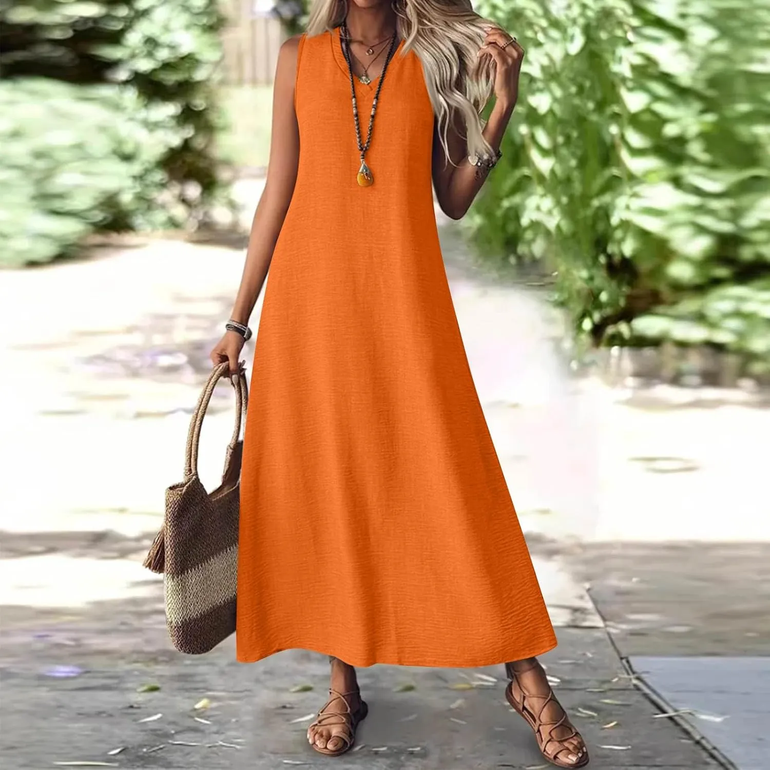 Cotton Linen Dresses for Women 2025 Elegant Classy Summer Vacation Boho Beach Long Sundress Sexy Flowy Maxi Dress