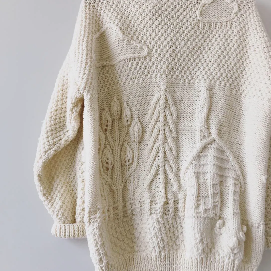 Cream Soft Happy Home Handmade Knit Cardigan