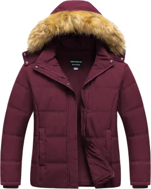 CREATMO US Women's Plus Size Puffer Jacket Waterproof Winter Coats Fleece Lined Detachable Fur Hood Available in 1X To 5X