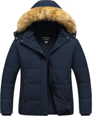 CREATMO US Women's Plus Size Puffer Jacket Waterproof Winter Coats Fleece Lined Detachable Fur Hood Available in 1X To 5X