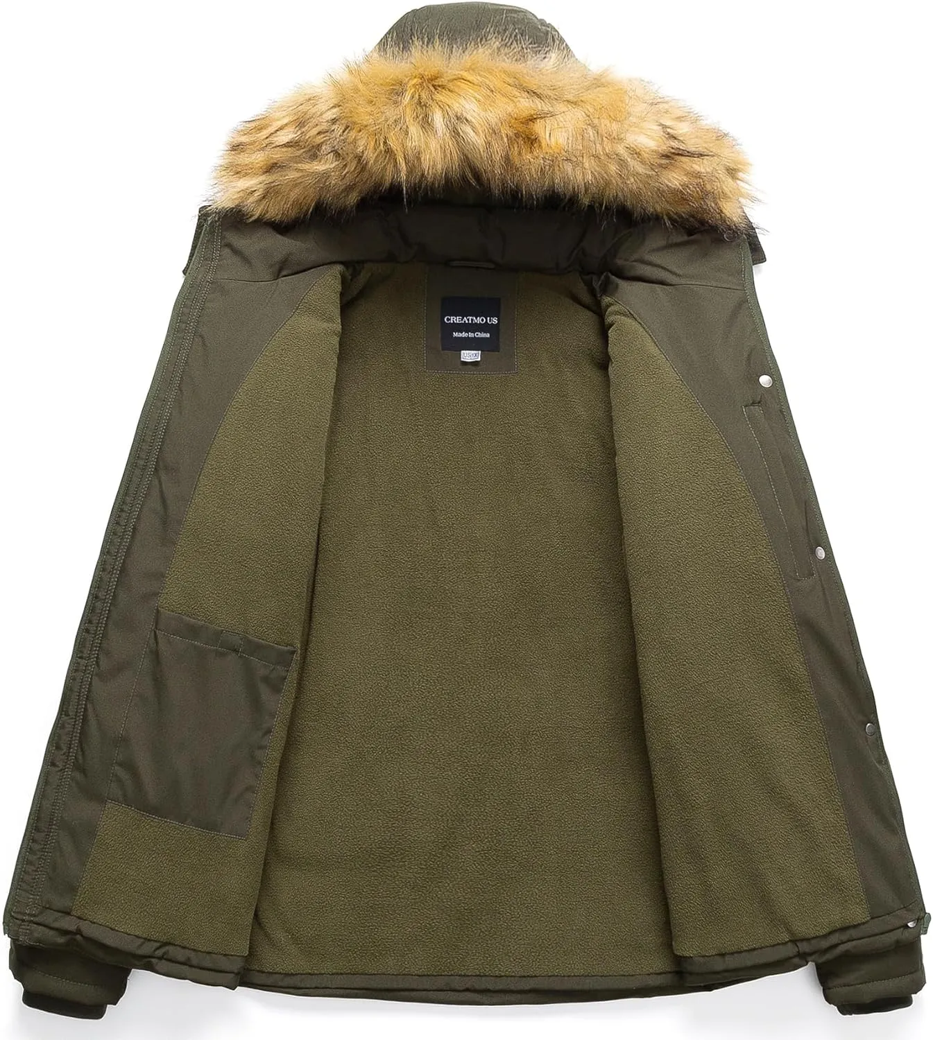 CREATMO US Women's Plus Size Puffer Jacket Waterproof Winter Coats Fleece Lined Detachable Fur Hood Available in 1X To 5X