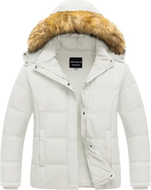 CREATMO US Women's Plus Size Puffer Jacket Waterproof Winter Coats Fleece Lined Detachable Fur Hood Available in 1X To 5X