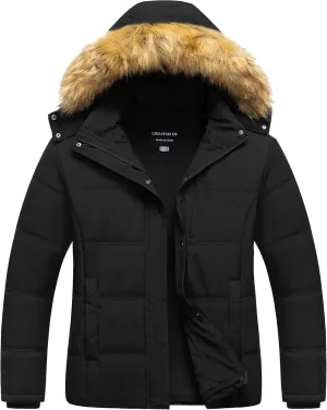 CREATMO US Women's Plus Size Puffer Jacket Waterproof Winter Coats Fleece Lined Detachable Fur Hood Available in 1X To 5X