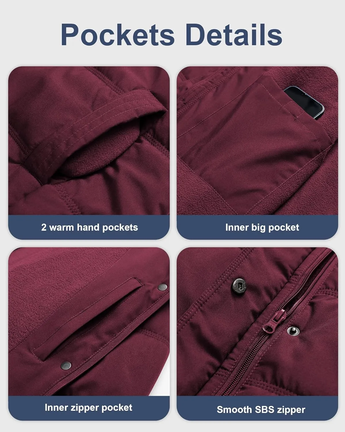 CREATMO US Women's Plus Size Puffer Jacket Waterproof Winter Coats Fleece Lined Detachable Fur Hood Available in 1X To 5X