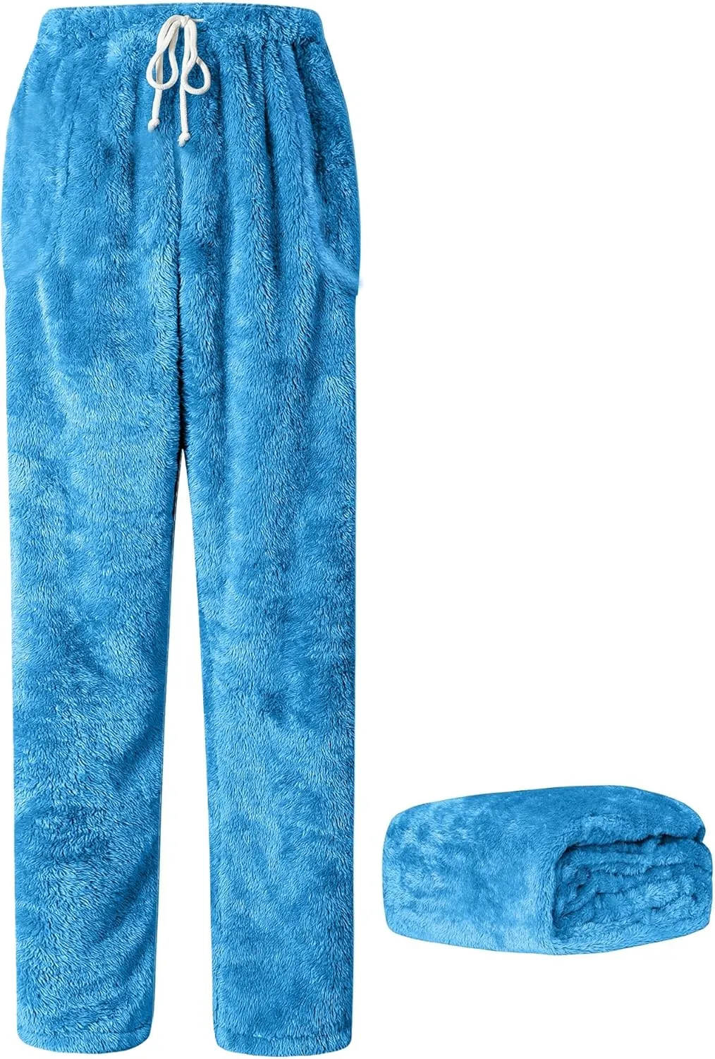 Cromoncent Men's Plush Warm Pajama Pants, Winter Cozy Fleece Lounge Sleepwear Pj Bottoms