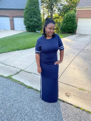 Curvy Plus Striped Jersey Maxi Dress