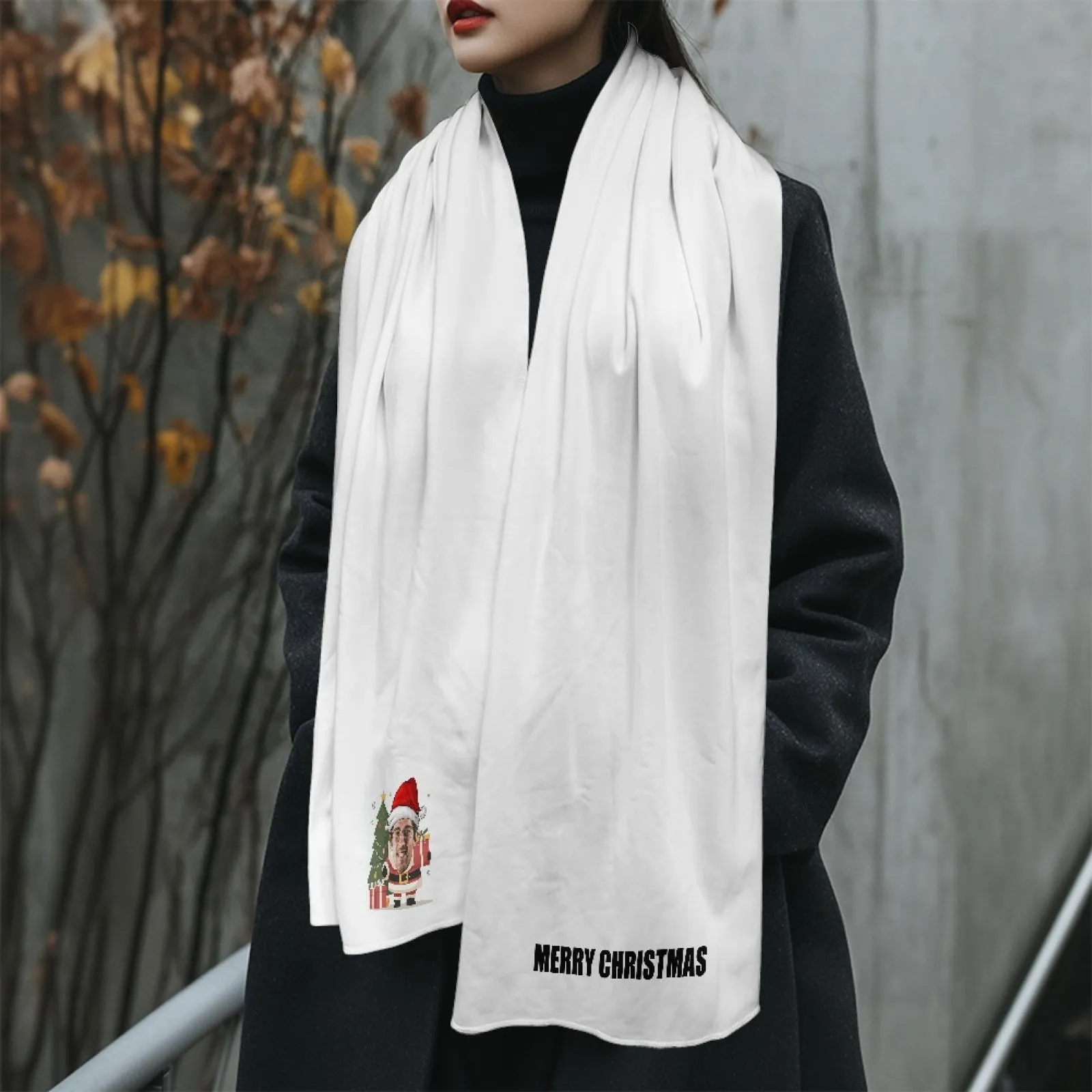 Custom Face&Text Fluffy Scarf Soft&High Elasticity Winter Gift