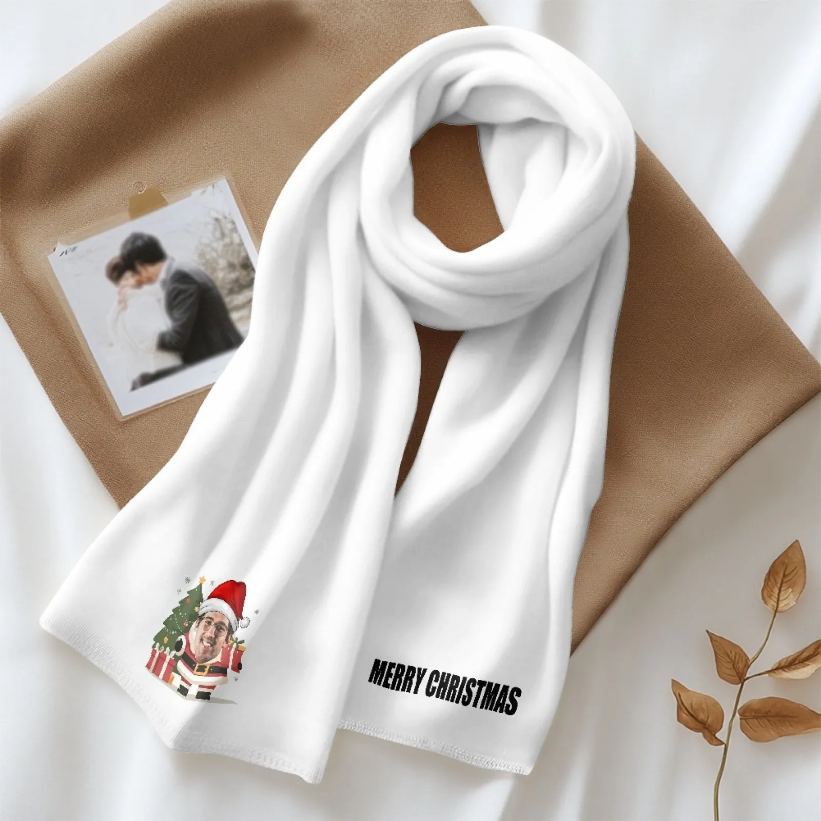 Custom Face&Text Fluffy Scarf Soft&High Elasticity Winter Gift