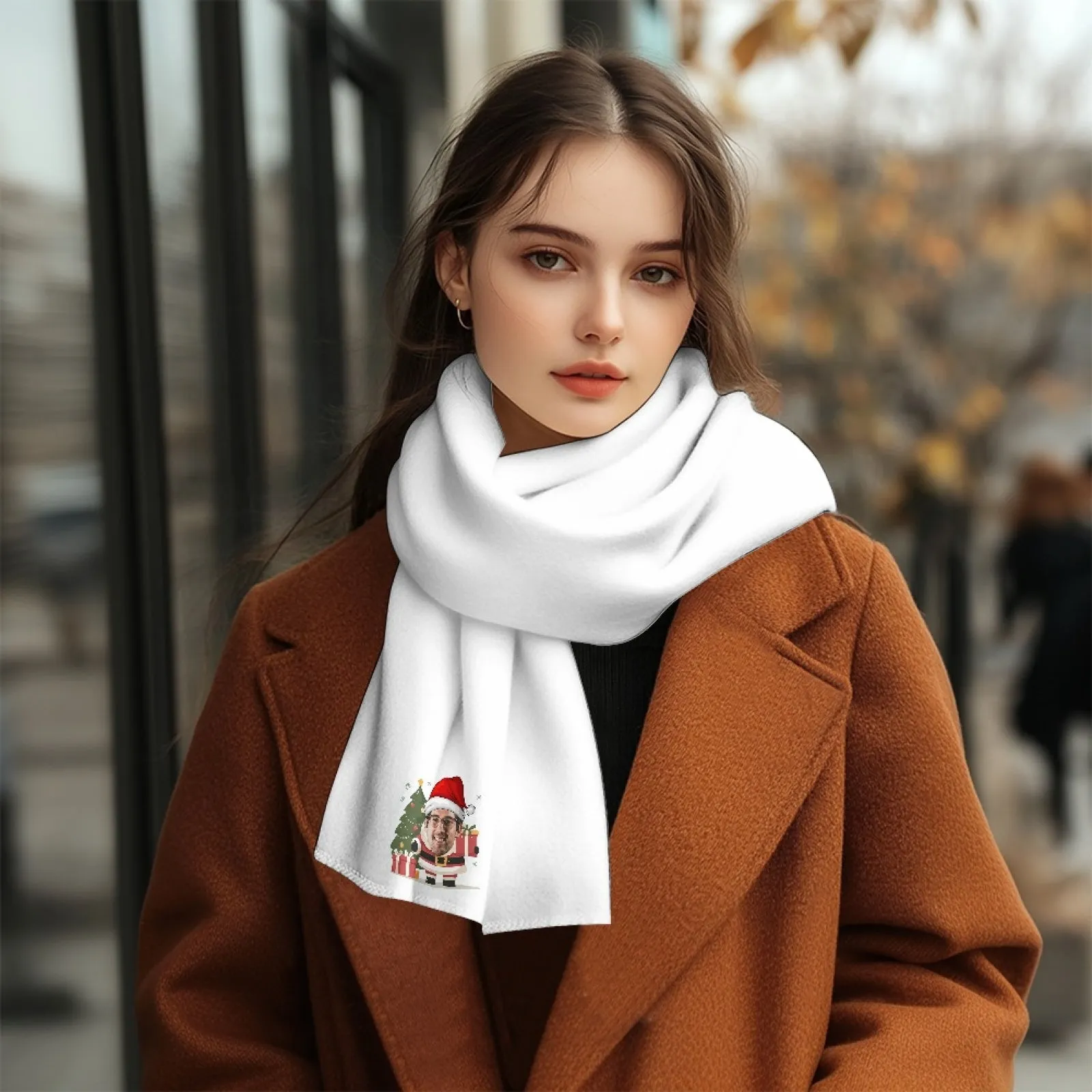 Custom Face&Text Fluffy Scarf Soft&High Elasticity Winter Gift