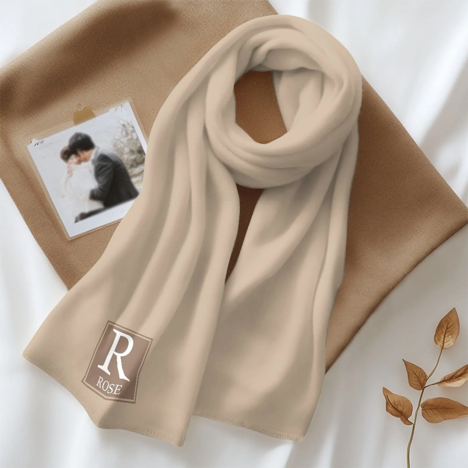 Custom Initials & Name Fluffy Scarf Soft&High Elasticity Winter Gift