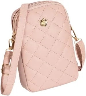Cute Quilted Phone Crossbody Shoulder Purse with Exquisite Stitching Comfortable PU Leather Cellphone Wallet Bag