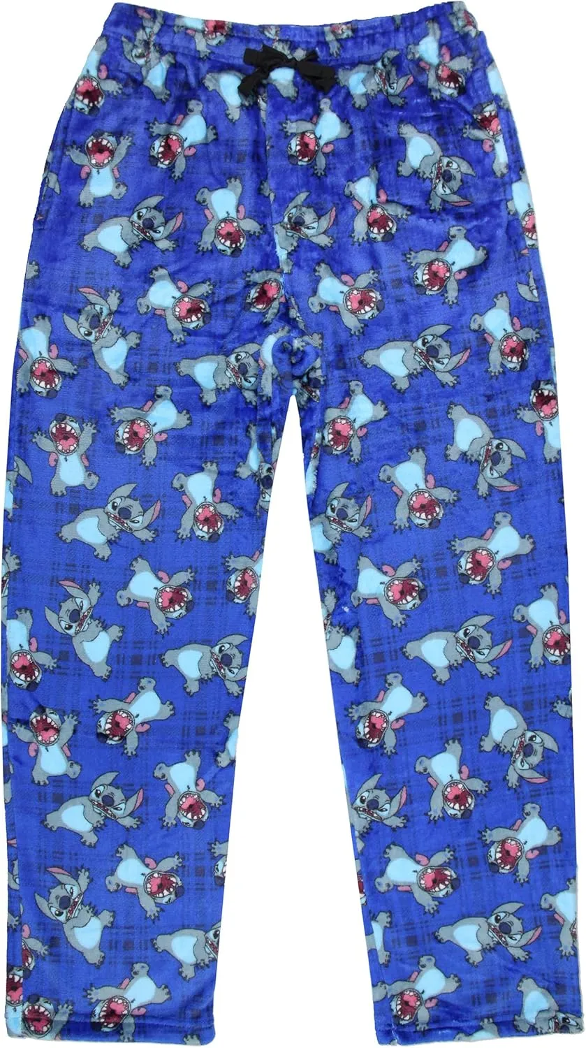 Disney Pajamas Stitch Scaring Poses Pajama Pants for Men  Cozy Plush Fleece All-Over Print Lounge Pants