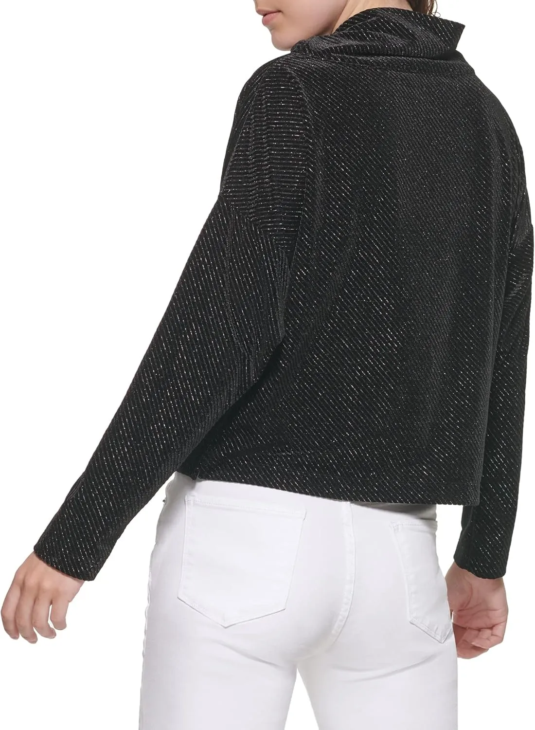 DKNY Women's Hoodie Mock Neck Cozy Sportswear Top