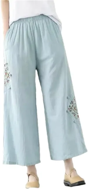 Dndrdhfb Women's High-Waisted Wide-Leg Pants Thin Elastic Band Harem Pants Casual Straight Pants