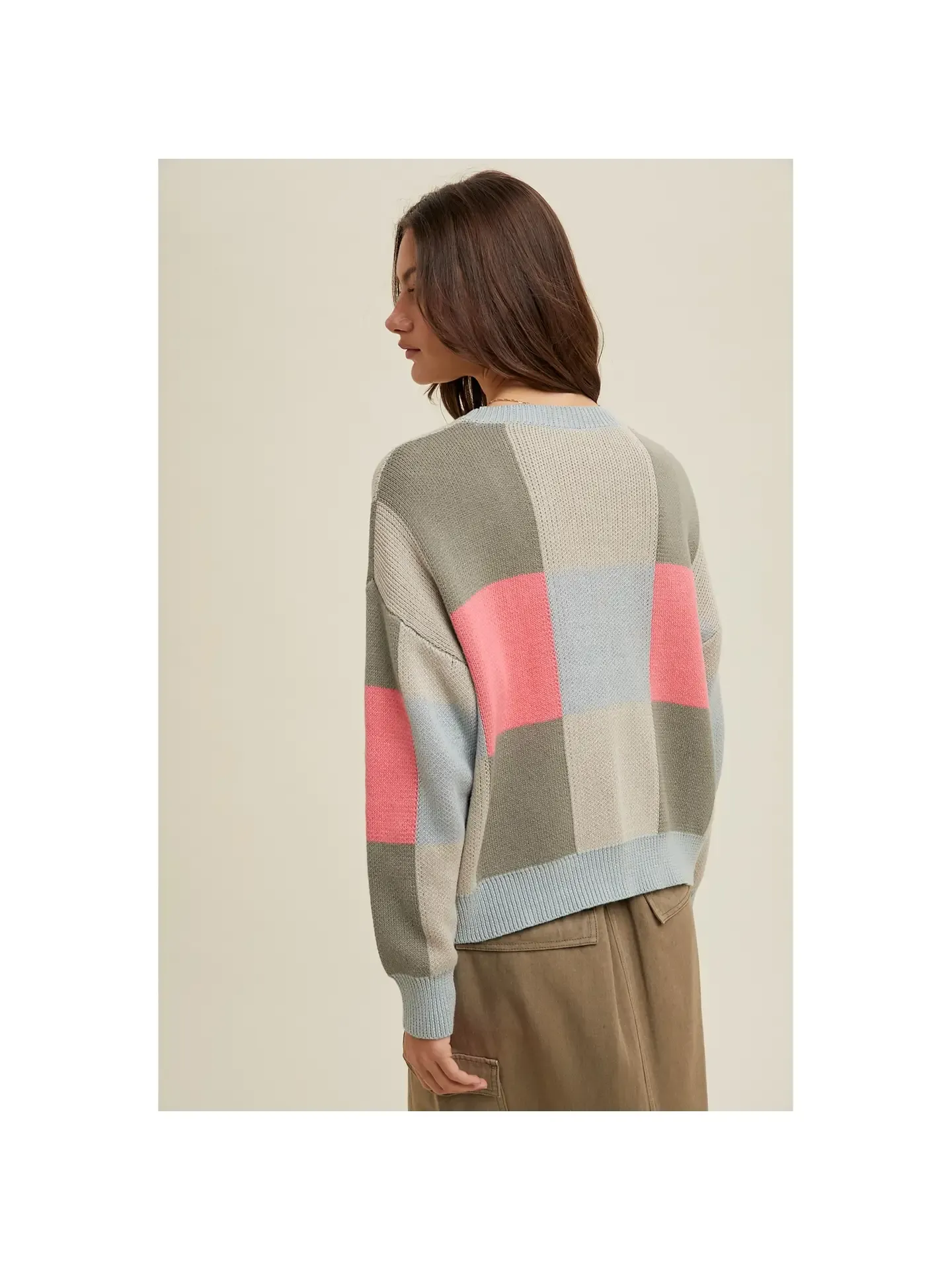 Dove/Punch Checkered Sweater