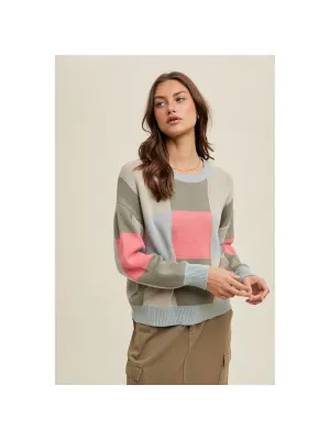 Dove/Punch Checkered Sweater
