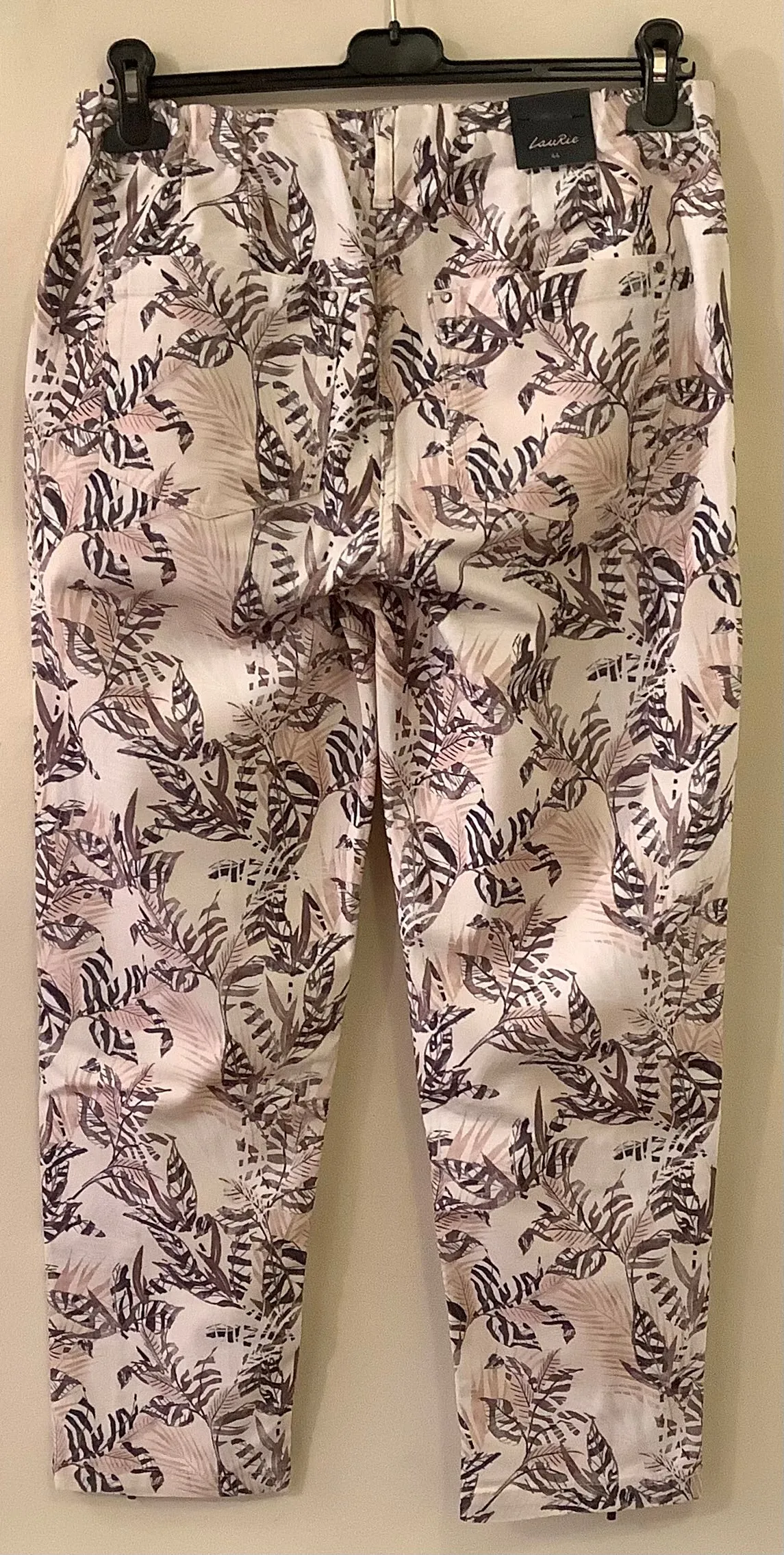 Dusty Pink and Brown Leaf Print Cropped Trousers- Laurie