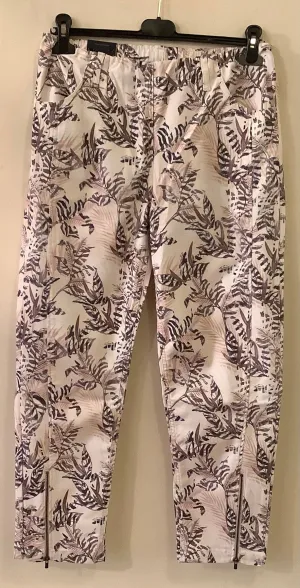 Dusty Pink and Brown Leaf Print Cropped Trousers- Laurie