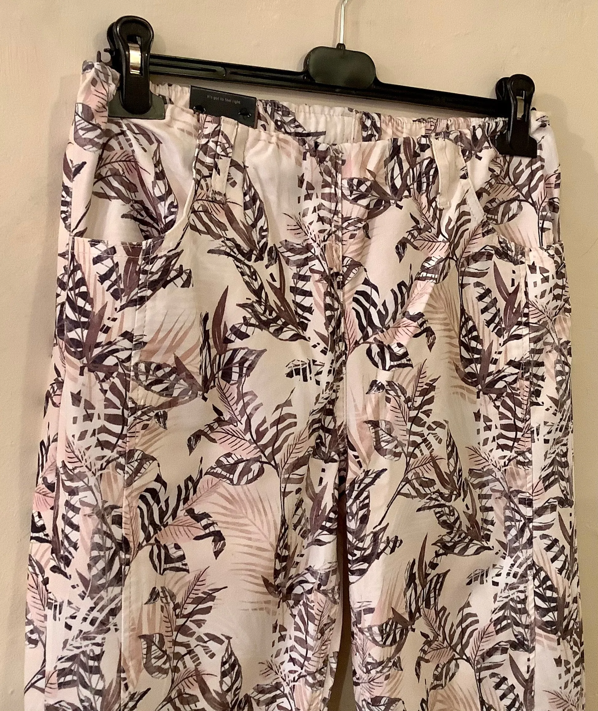 Dusty Pink and Brown Leaf Print Cropped Trousers- Laurie