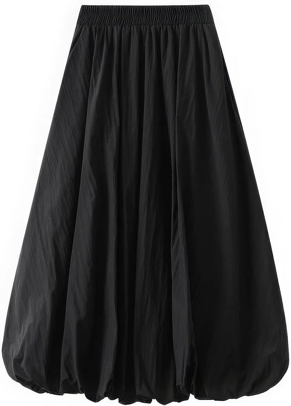 ebossy Women's High Elastic Waist Pleated Cinch Bottom A-line Bohemian Midi Skirts with Pockets