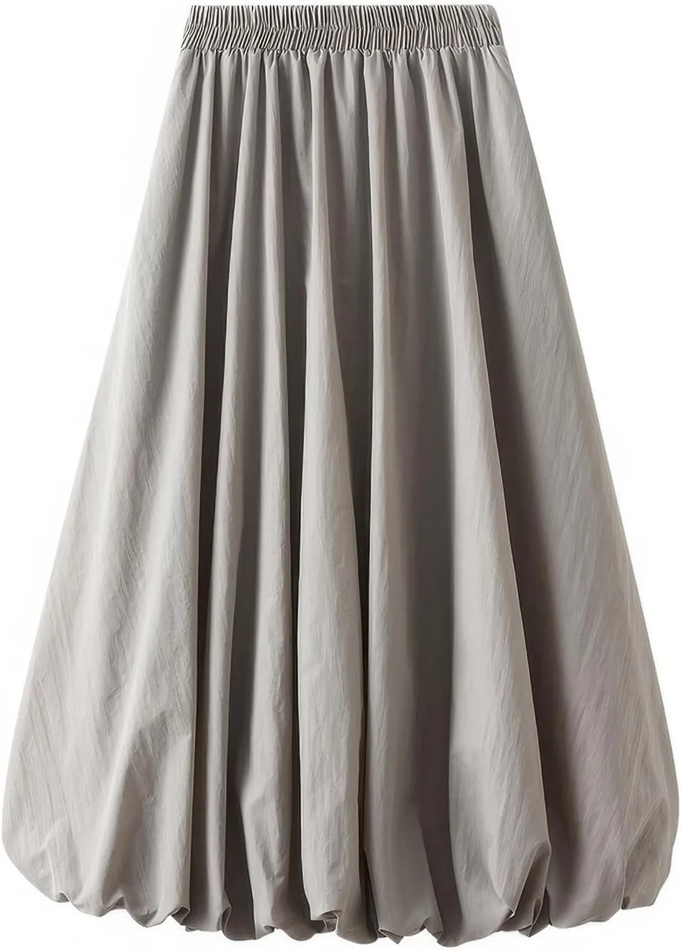 ebossy Women's High Elastic Waist Pleated Cinch Bottom A-line Bohemian Midi Skirts with Pockets
