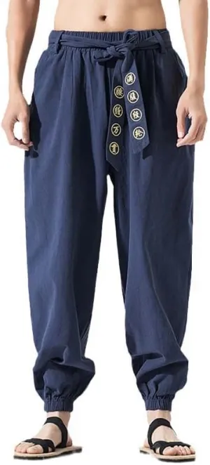 Embroidered Harem Pants, Chinese Style, Korean Men's Joggers Leggings
