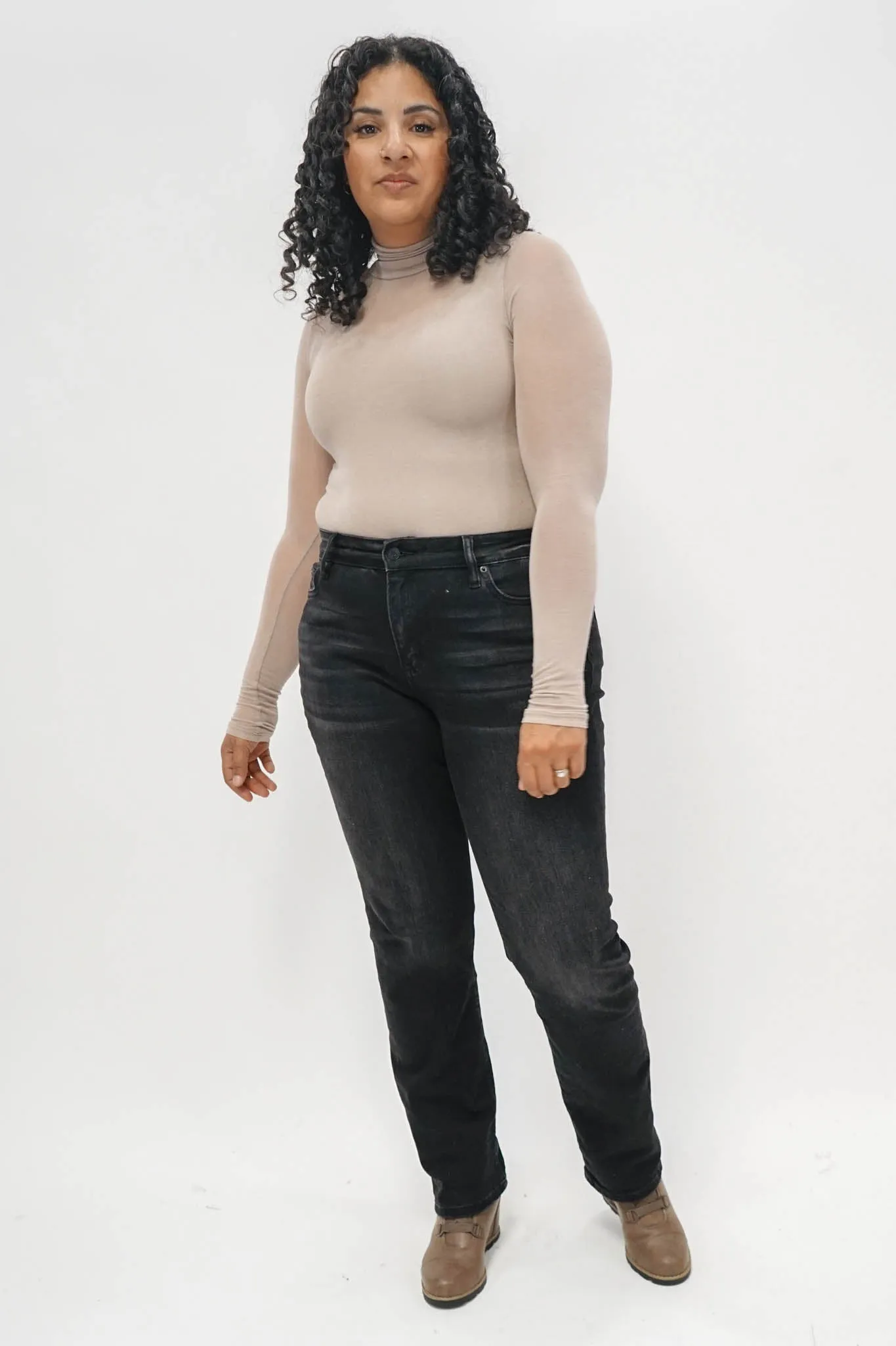 Essential Sheer Turtleneck in Ash Mocha