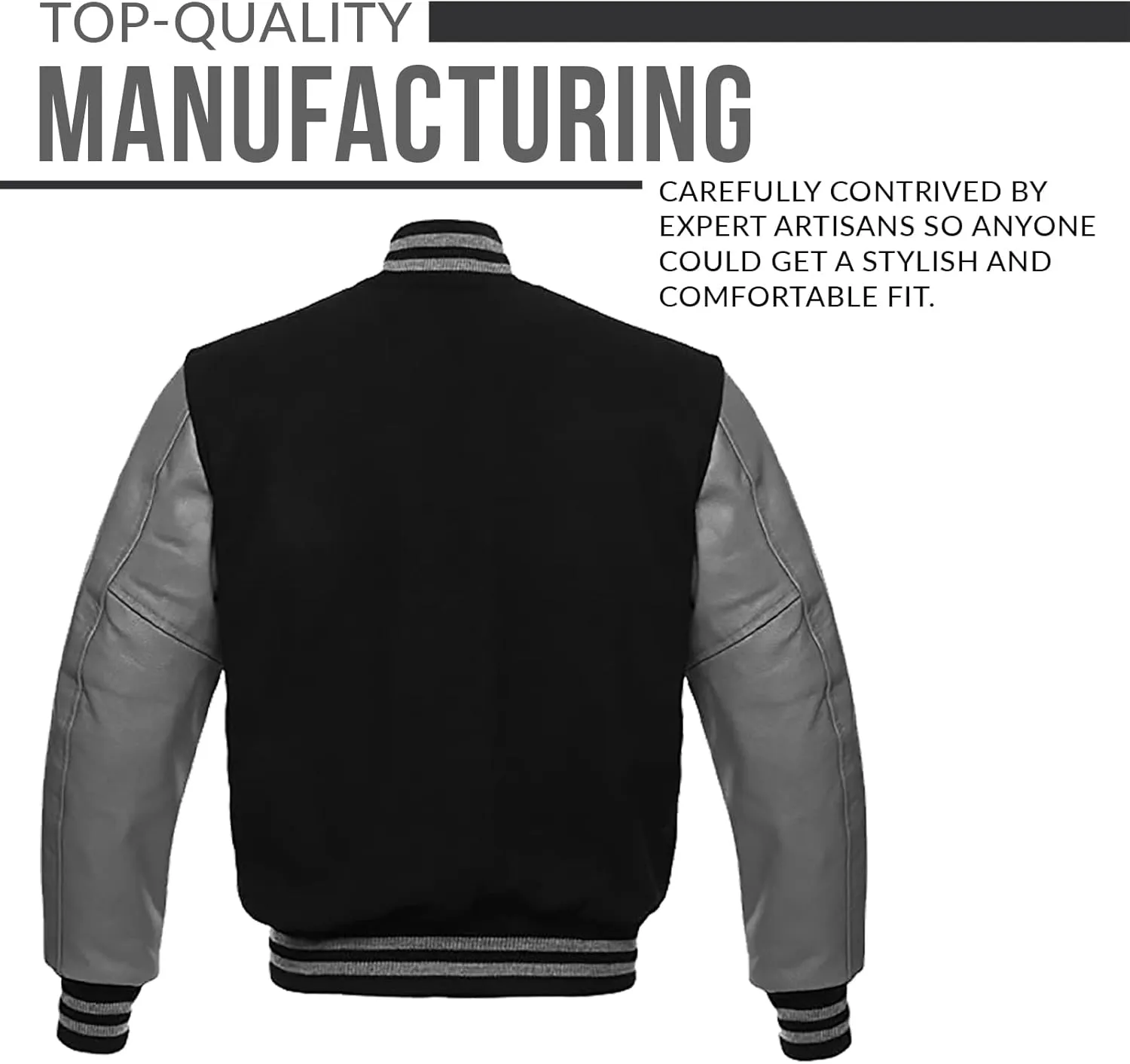 ESTEK Letterman Jackets Premium men's Varsity Jacket for School College Baseball Bomber Jacket with Genuine Leather Sleeves