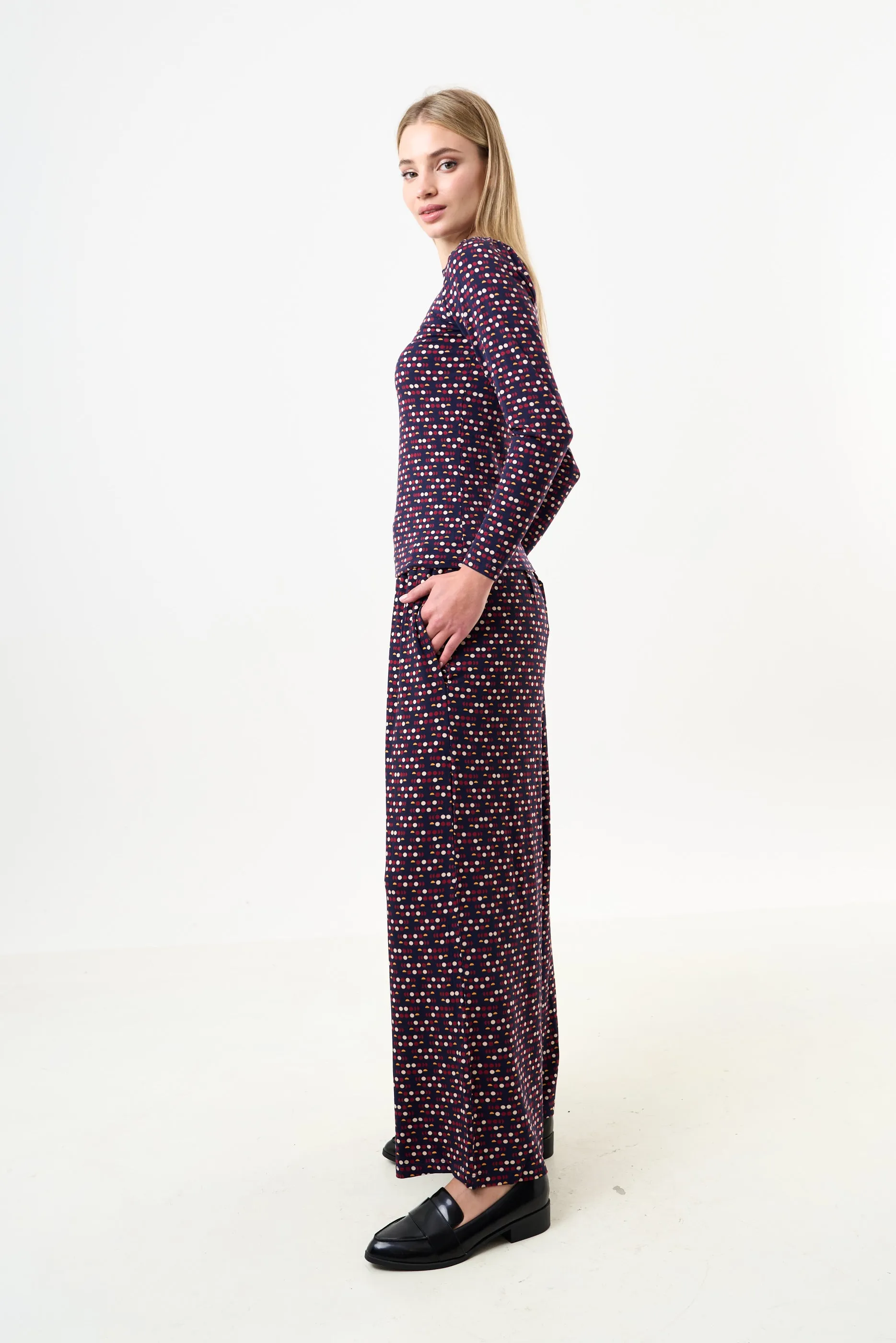 Foster Retro Dots Print Jersey Trouser