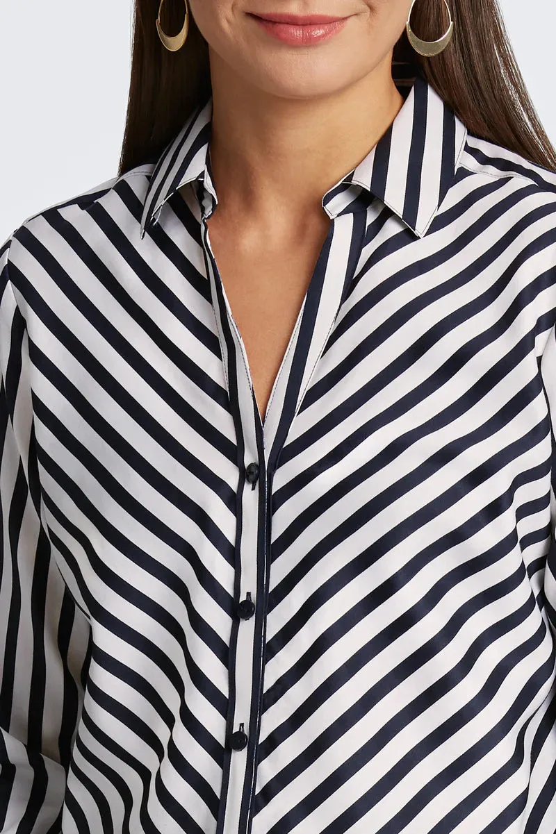 Foxcroft Mary Essential Stretch No Iron Stripe & Gingham Shirt
