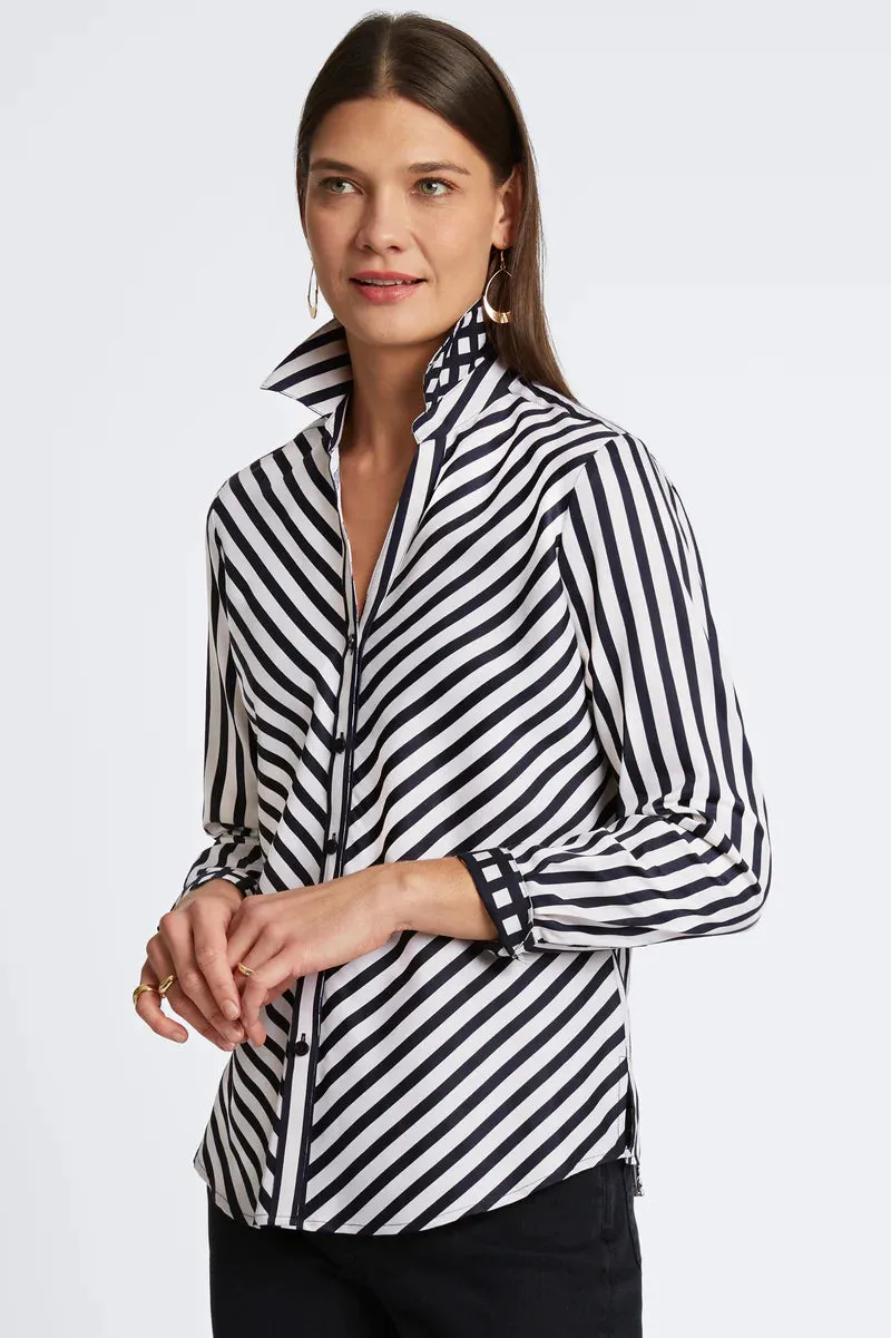 Foxcroft Mary Essential Stretch No Iron Stripe & Gingham Shirt