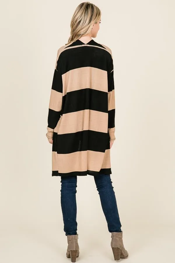 FRANCHESCA COLOR BLOCK POCKETED CARDIGAN