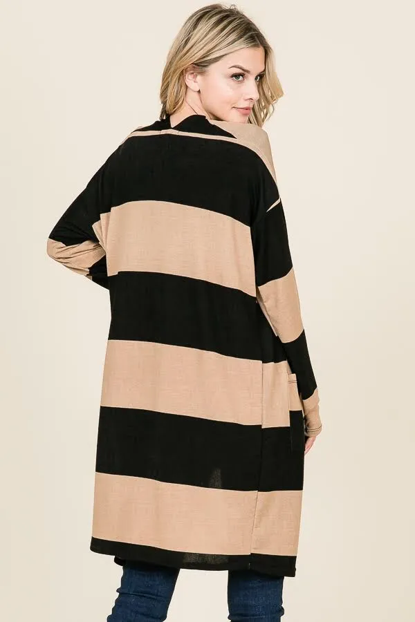 FRANCHESCA COLOR BLOCK POCKETED CARDIGAN