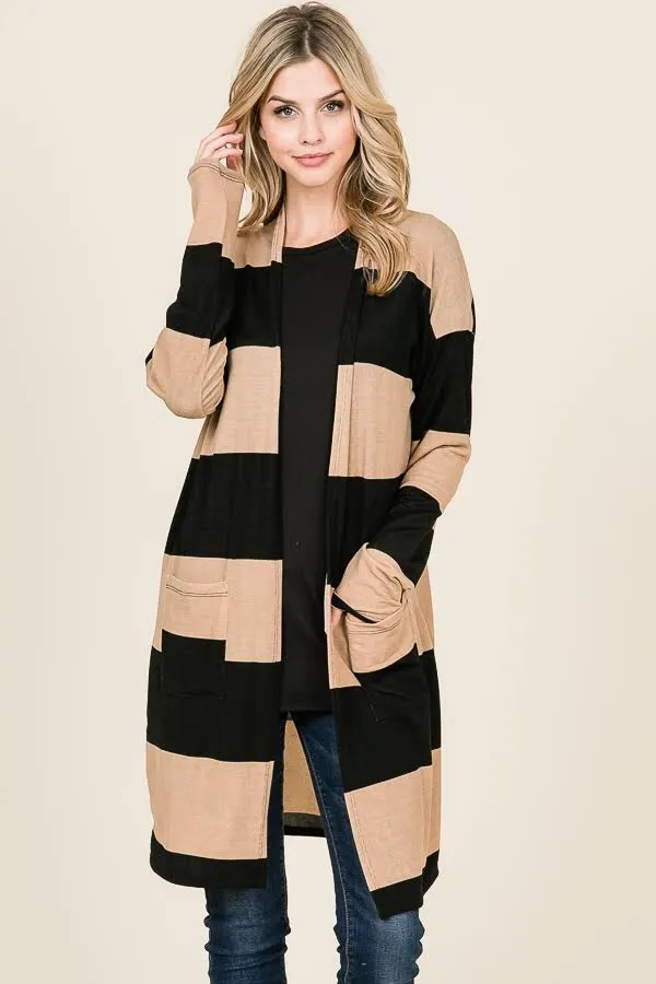 FRANCHESCA COLOR BLOCK POCKETED CARDIGAN