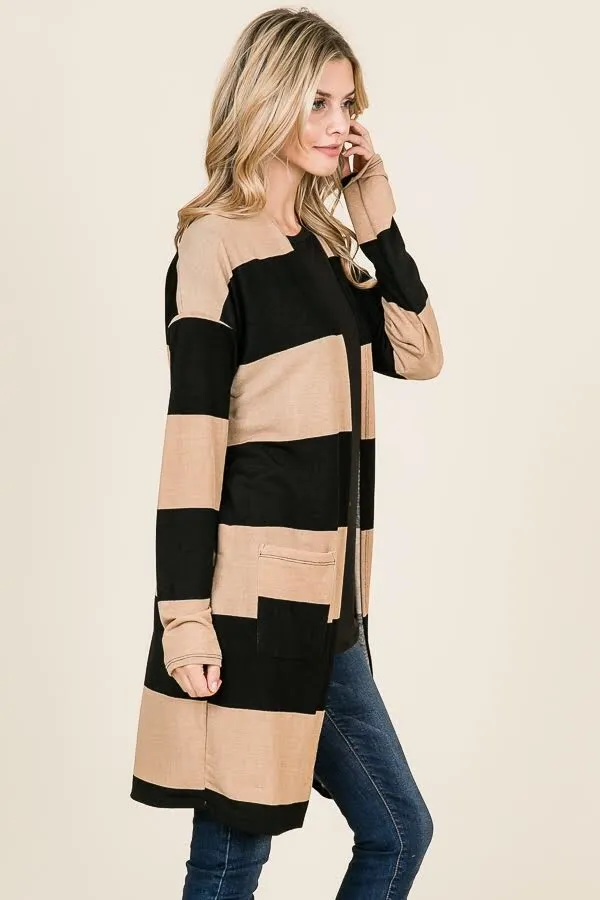 FRANCHESCA COLOR BLOCK POCKETED CARDIGAN