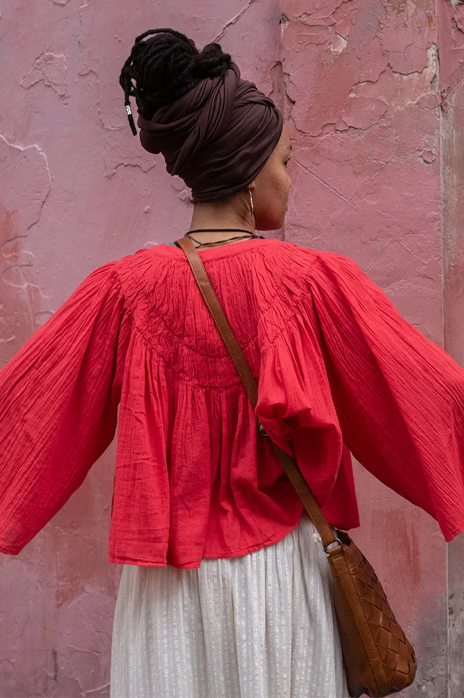 FRNCH Clovicia Red Blouse