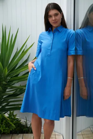 Full Swing Trapeze Dress - Azure