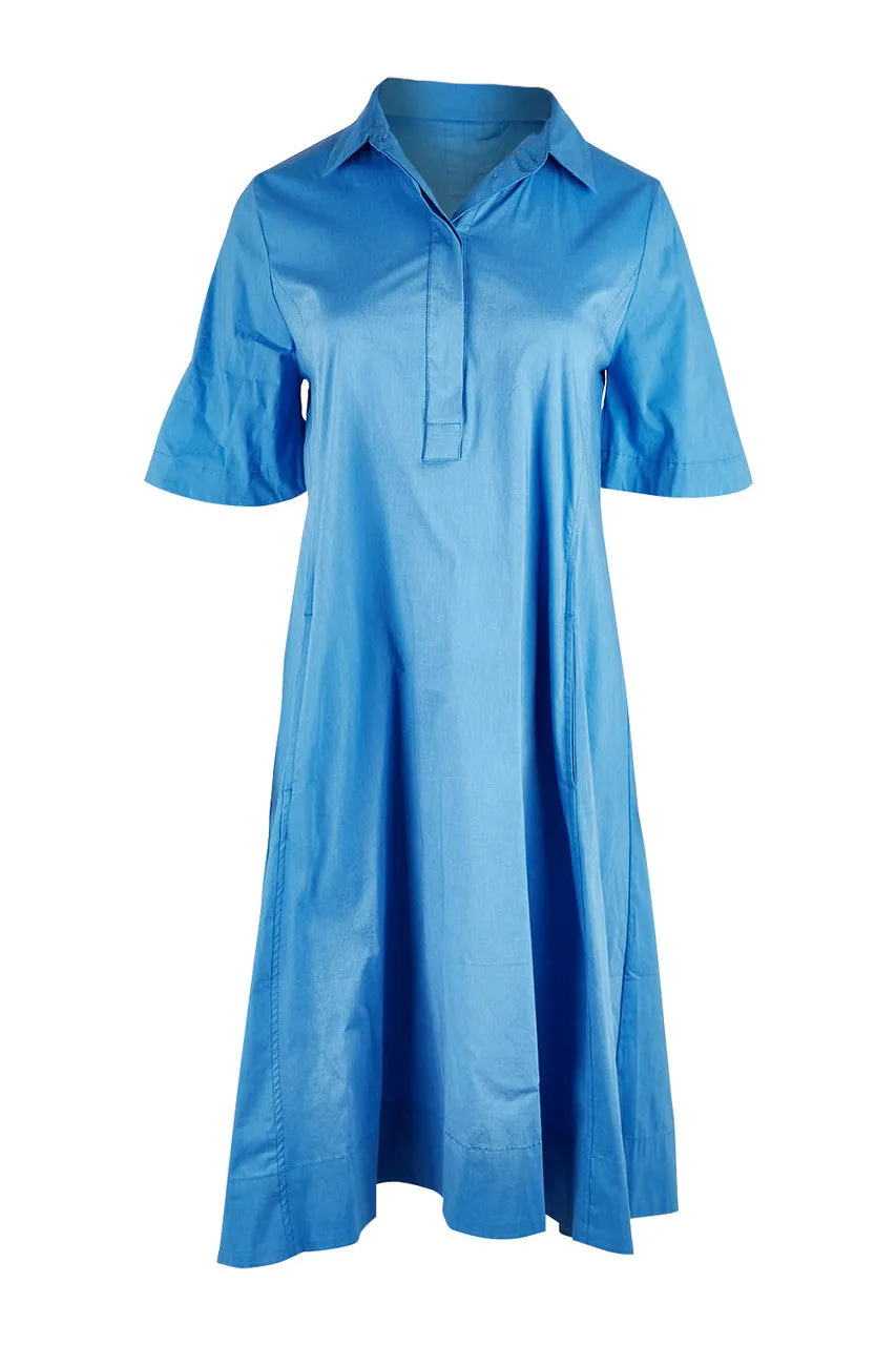 Full Swing Trapeze Dress - Azure