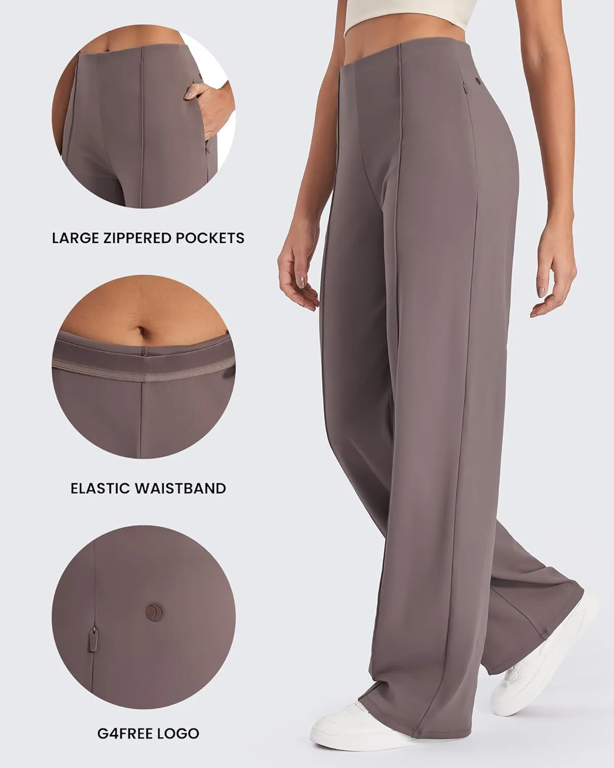 G4Free Wide Leg Pants for Women Yoga Pants with Pockets Stretchy Business Casual Dress Pants Loose Petite/Regular/Tall