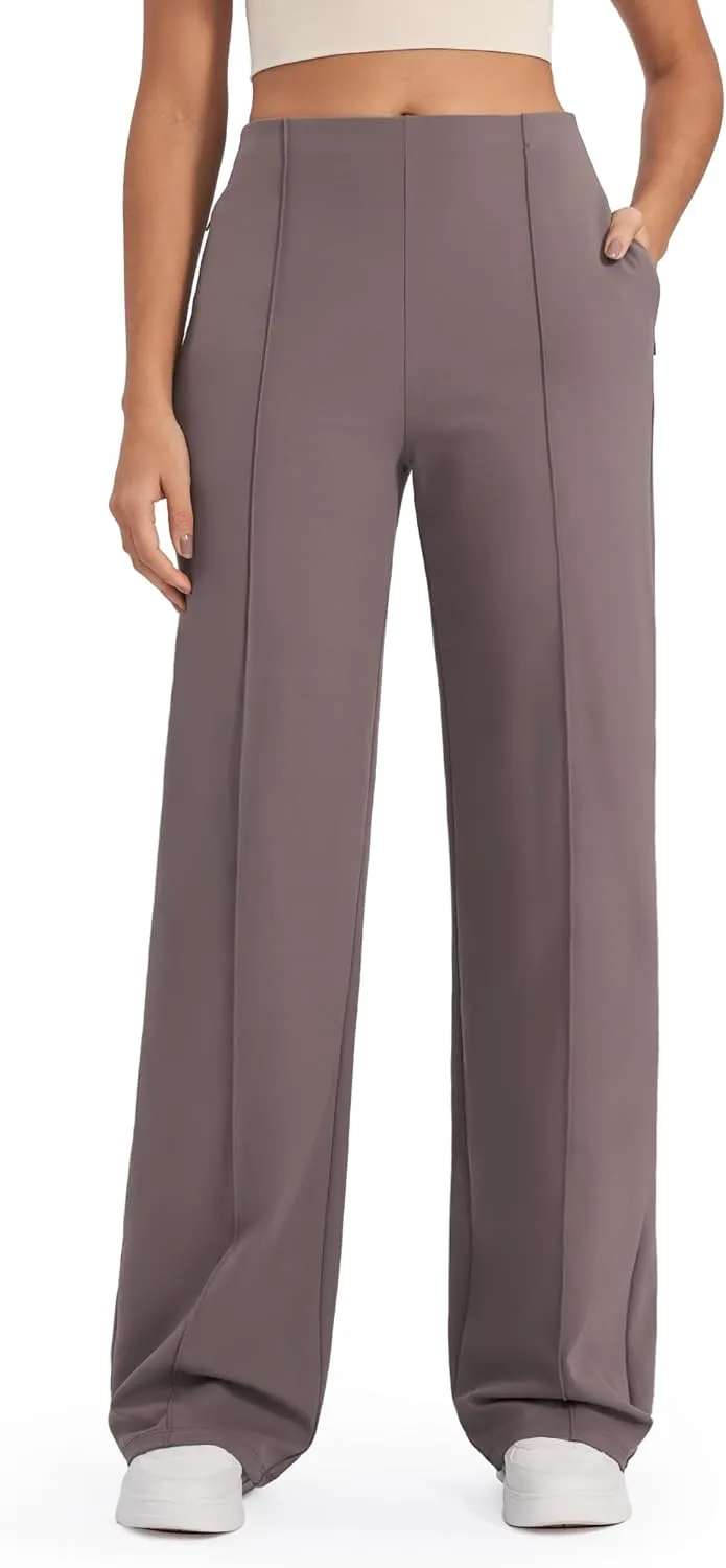 G4Free Wide Leg Pants for Women Yoga Pants with Pockets Stretchy Business Casual Dress Pants Loose Petite/Regular/Tall