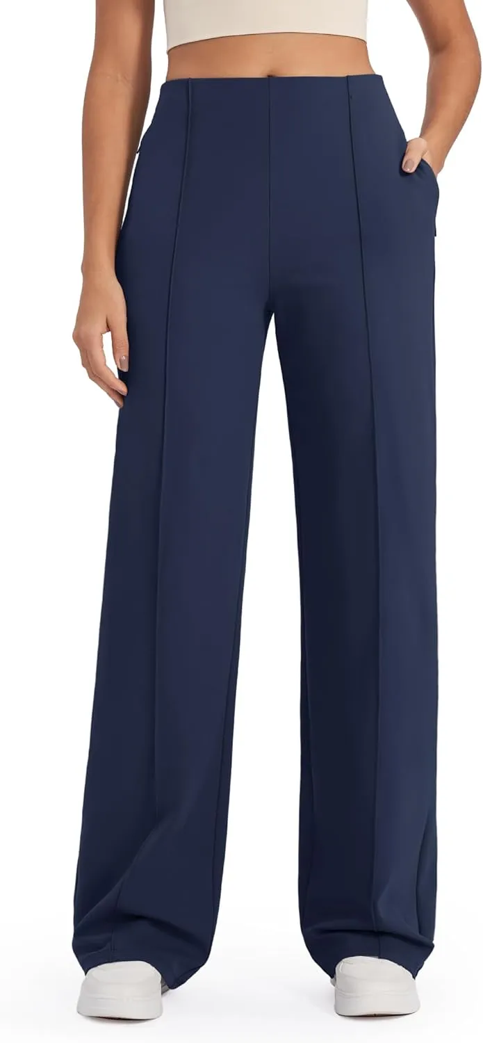 G4Free Wide Leg Pants for Women Yoga Pants with Pockets Stretchy Business Casual Dress Pants Loose Petite/Regular/Tall