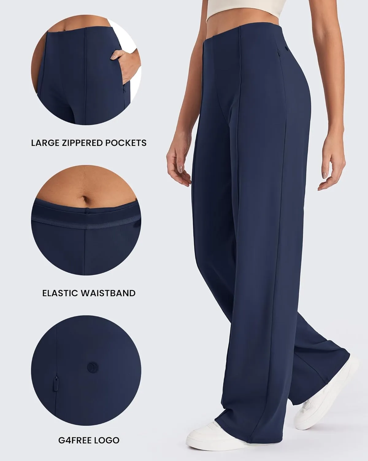 G4Free Wide Leg Pants for Women Yoga Pants with Pockets Stretchy Business Casual Dress Pants Loose Petite/Regular/Tall