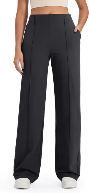 G4Free Wide Leg Pants for Women Yoga Pants with Pockets Stretchy Business Casual Dress Pants Loose Petite/Regular/Tall