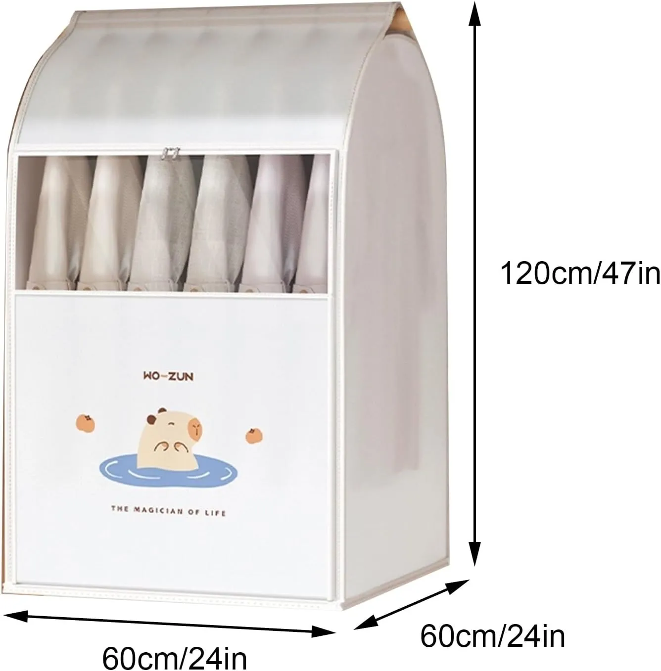 Garment Bag, Clothes Covers Protecting Dusts, with Clear EVA Window and Zipper Opening, Suitable for Hanging Shirts, Jackets(60x60x120cm x24x47in)
