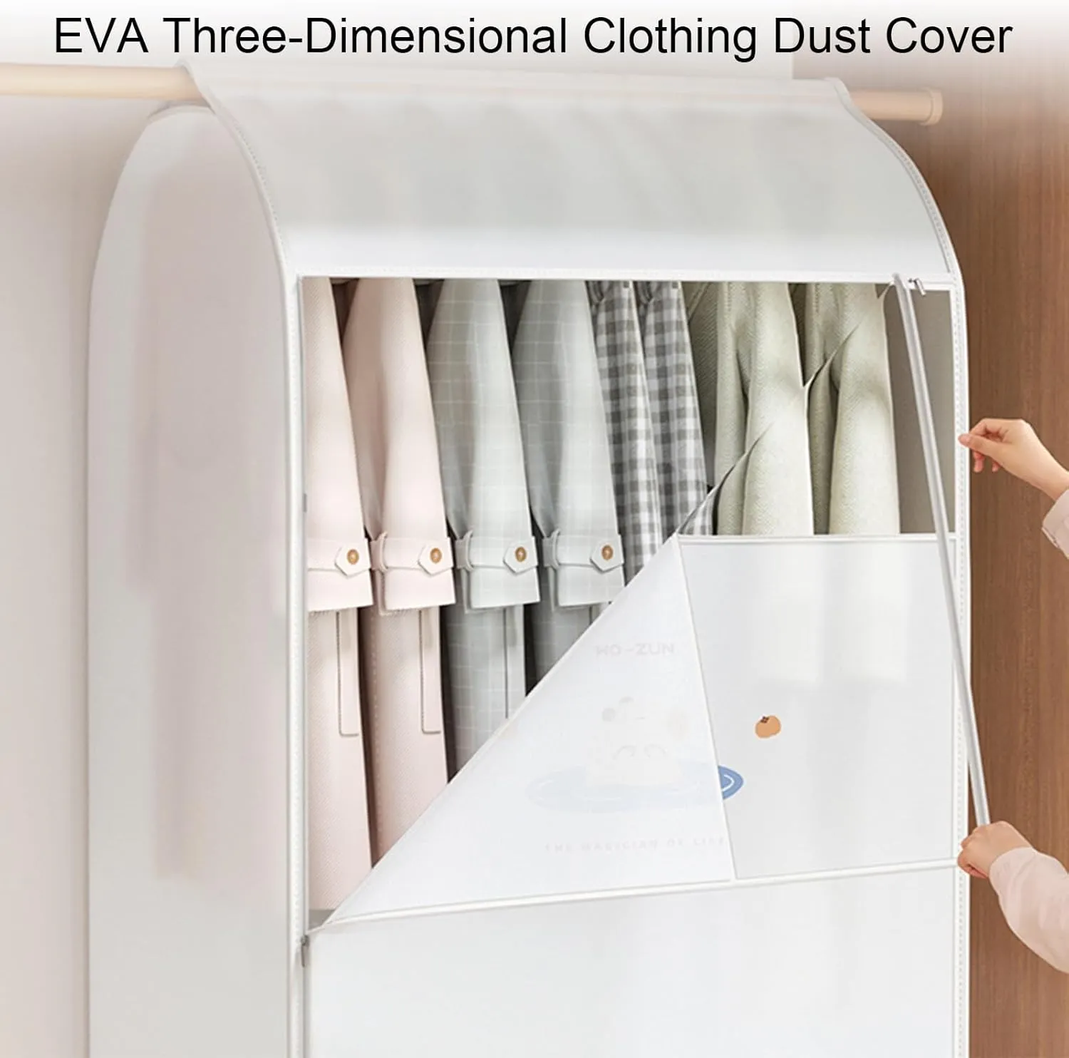 Garment Bag, Clothes Covers Protecting Dusts, with Clear EVA Window and Zipper Opening, Suitable for Hanging Shirts, Jackets(60x60x120cm x24x47in)