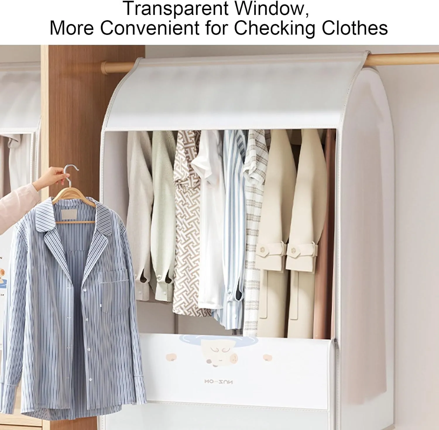 Garment Bag, Clothes Covers Protecting Dusts, with Clear EVA Window and Zipper Opening, Suitable for Hanging Shirts, Jackets(60x60x120cm x24x47in)