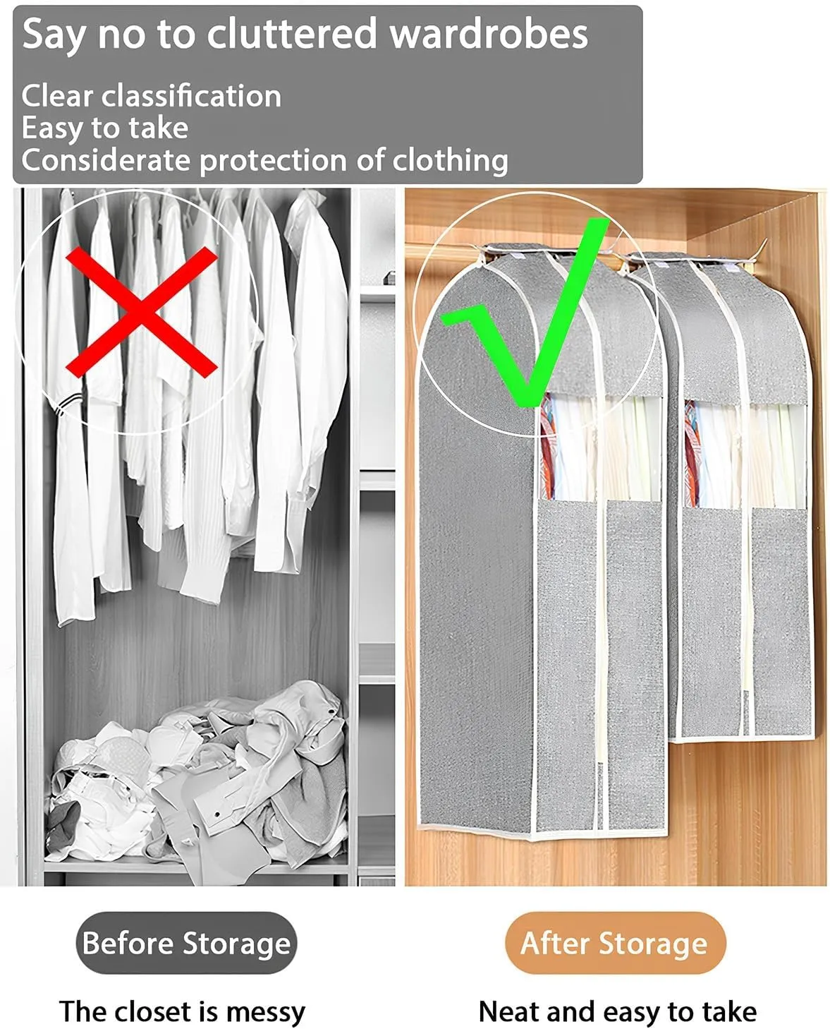 Garment Storage Bags for Hanging Clothes, Garment Bag, Suit Bags for Closet Storage, Garment Bags for Hanging Clothes, for Closet, Shirts, Coats, Dresses