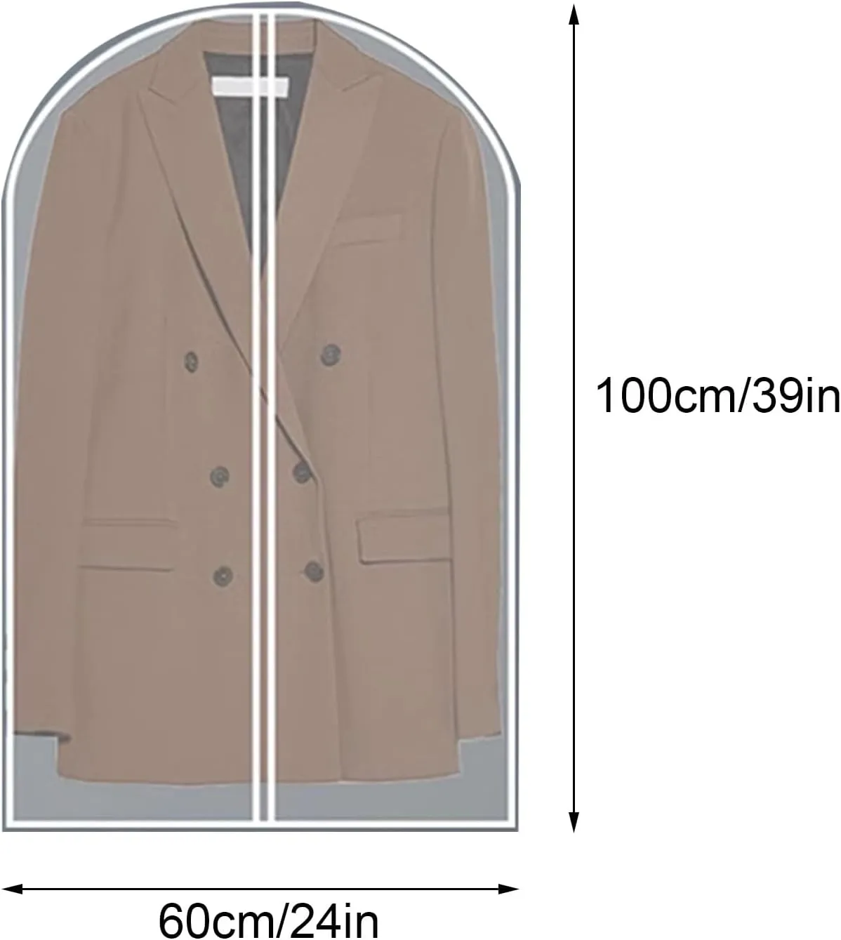 Hanging Garment Bags, Suit Bag, Translucent Material, Open Top, Suitable for Hanging Clothes, Shirts, Coats, Dresses(60x100cm x39in)