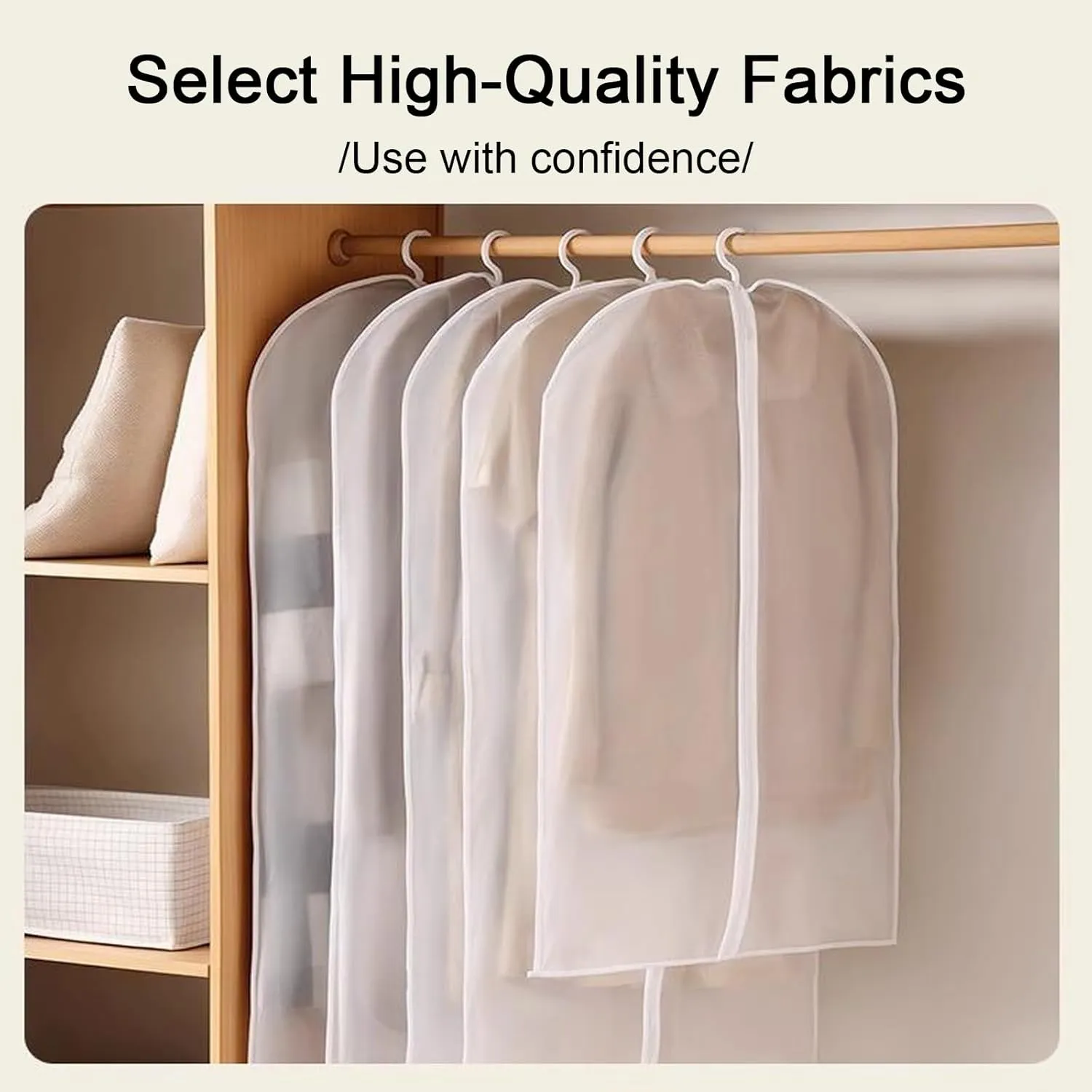 Hanging Garment Bags, Suit Bag, Translucent Material, Open Top, Suitable for Hanging Clothes, Shirts, Coats, Dresses(60x100cm x39in)